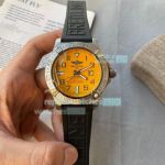 Copy Breitling Super Avenger II 45mm Watch Orange Dial Black Rubber Strap